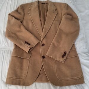 Vintage, Union Made, 100% Camel Hair Club Room Blazer with Shank Leather Buttons